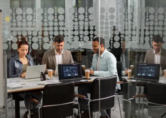 Team collaborating in modern office